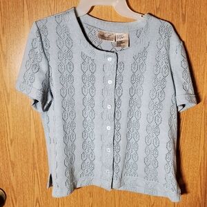 Kathie Lee Collection Blue Fitted Button Down Shirt